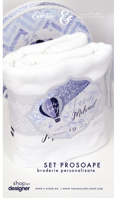 Trusou de botez pentru baieti cu baloane de aer si glitter silver, Daddy's Boy 8